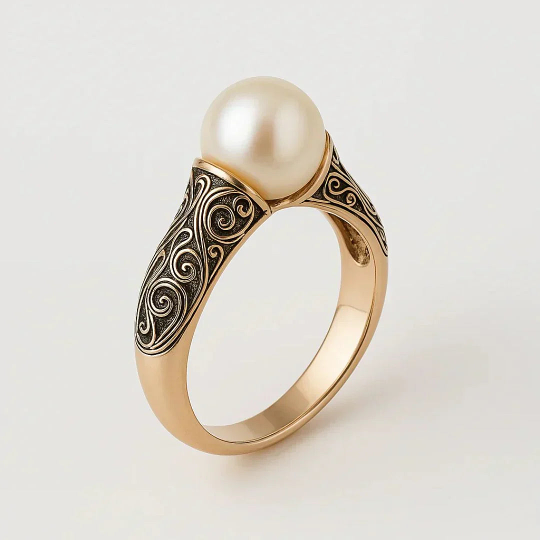 Kalista™ | Bague vintage dorée ornée de perles