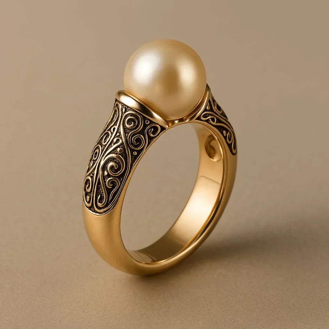 Kalista™ | Bague vintage dorée ornée de perles