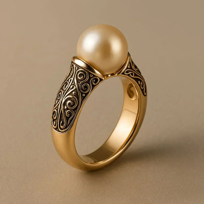 Kalista™ | Bague vintage dorée ornée de perles