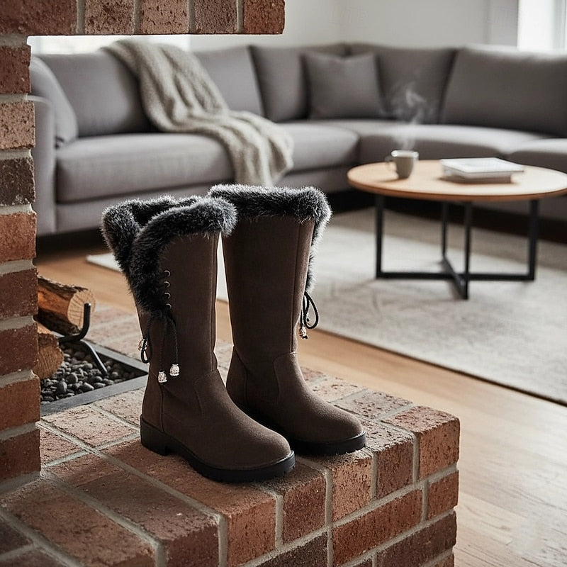 Meredith | Bottes d’hiver montant jusqu’aux genoux avec bordure en fourrure