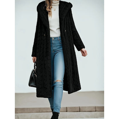 Marion | Manteau long à capuche ouvert sur le devant