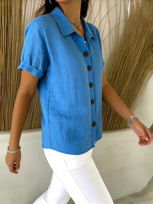 Aya™ | Chemise boutonnée lin &amp; coton