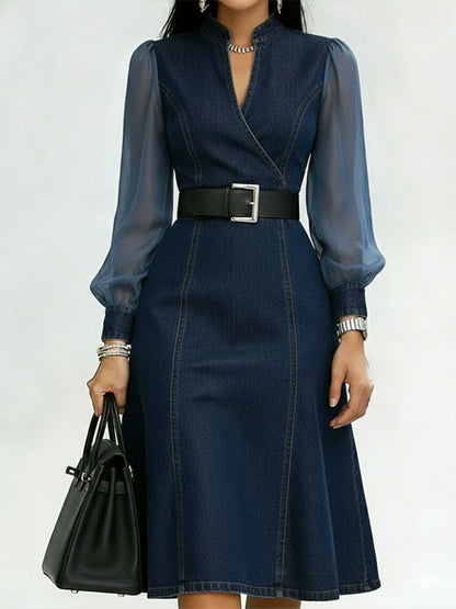 Maëlys™ | Robe en jean manches organza