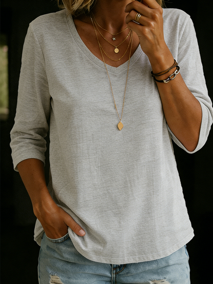 Lina™ | T-shirt col V en coton