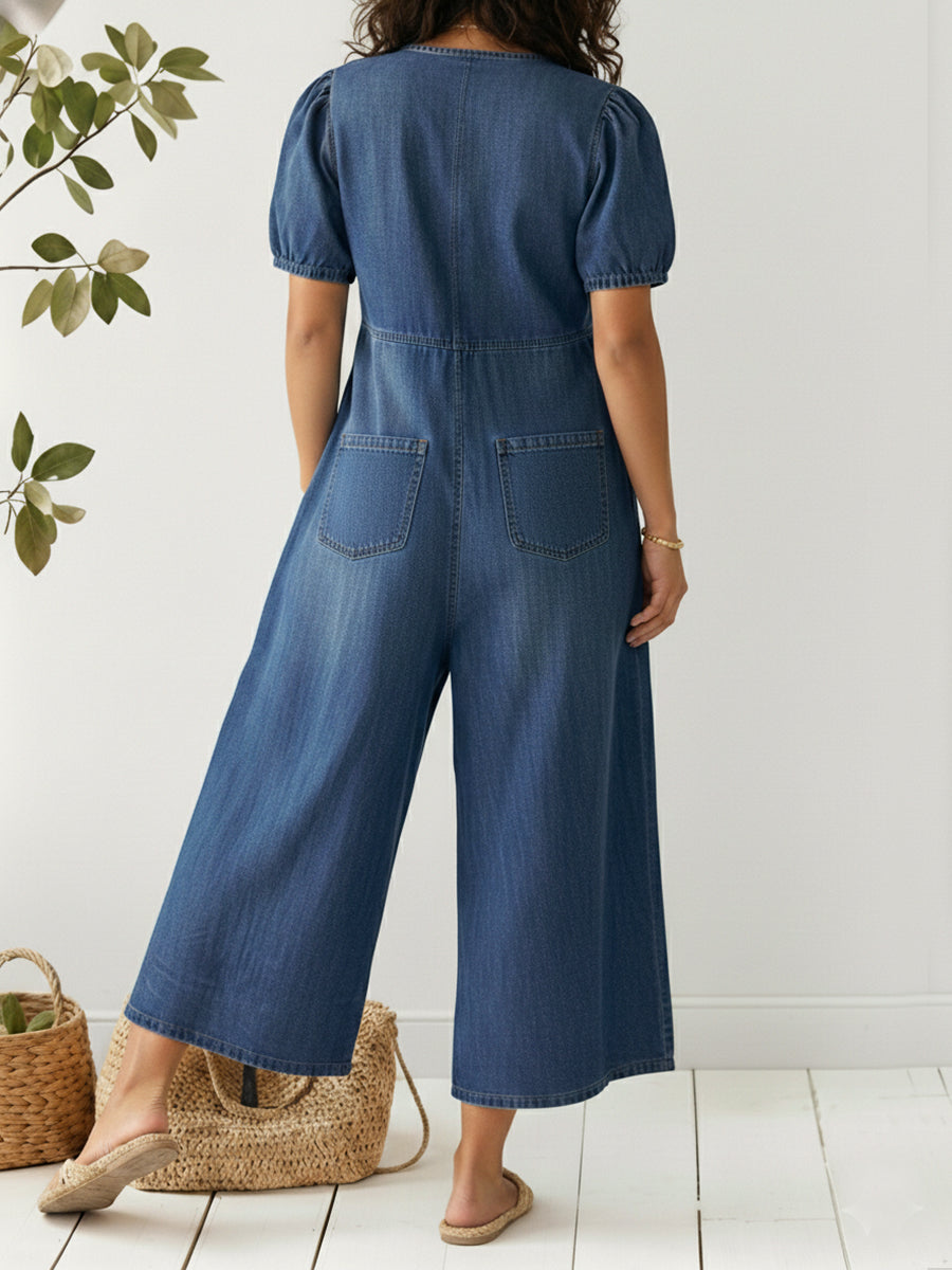 Alina™ | Combinaison en jean col V