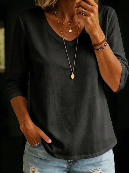 Lina™ | T-shirt col V en coton