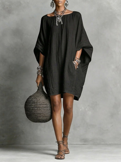 Samira™ | Robe coton &amp; lin décontractée