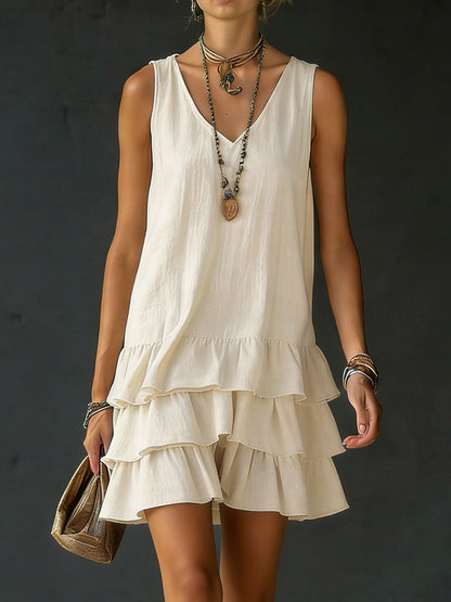 Nisrine™ | Robe sans manches coton &amp; lin