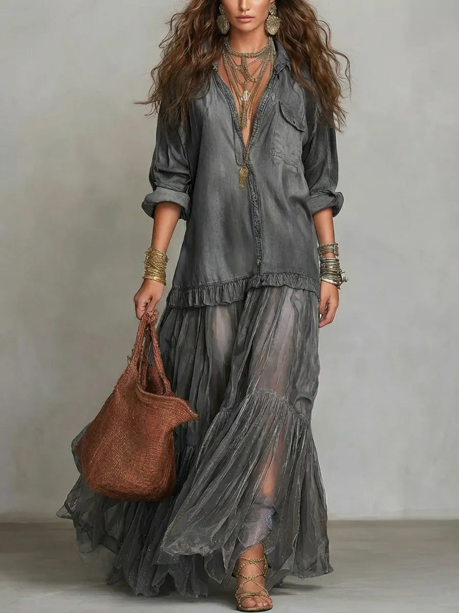 Eva™ | Robe maxi en jean