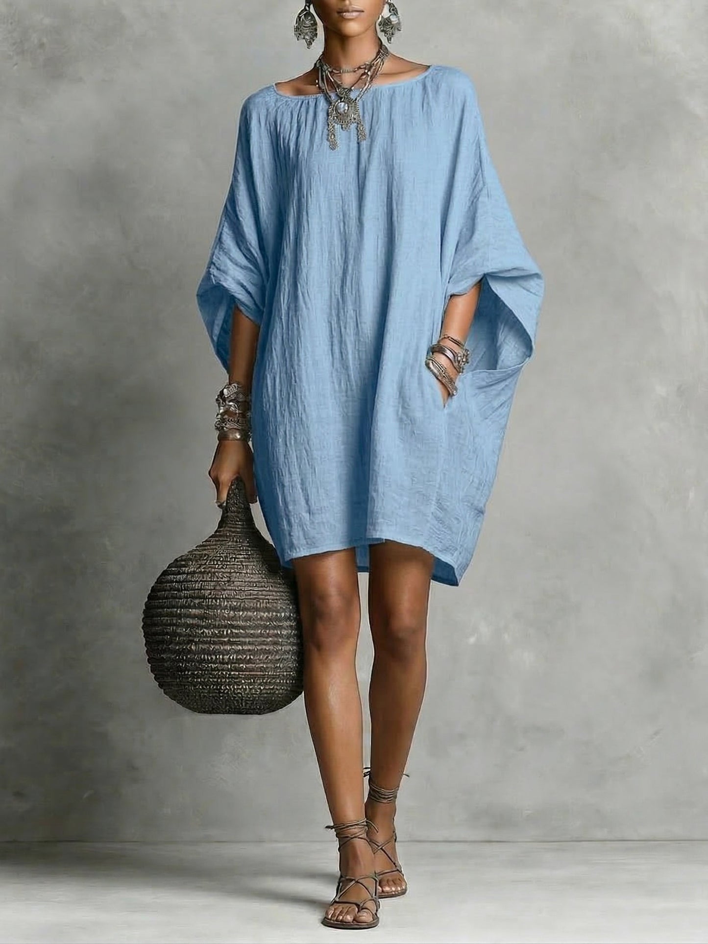 Samira™ | Robe coton &amp; lin décontractée