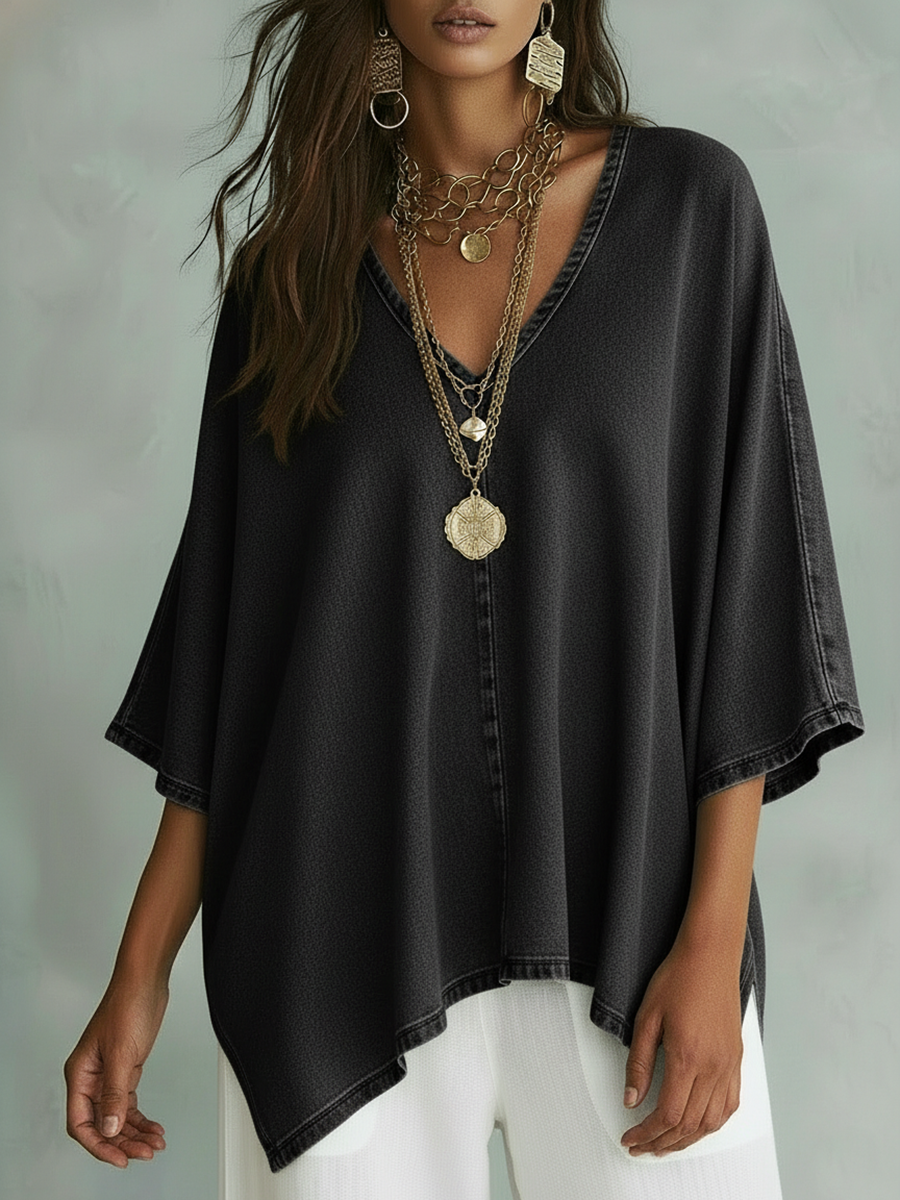 Margot™ | Chemise en denim col V