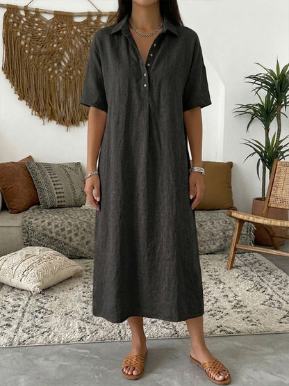 Yasmine™ | Robe polo coton &amp; lin