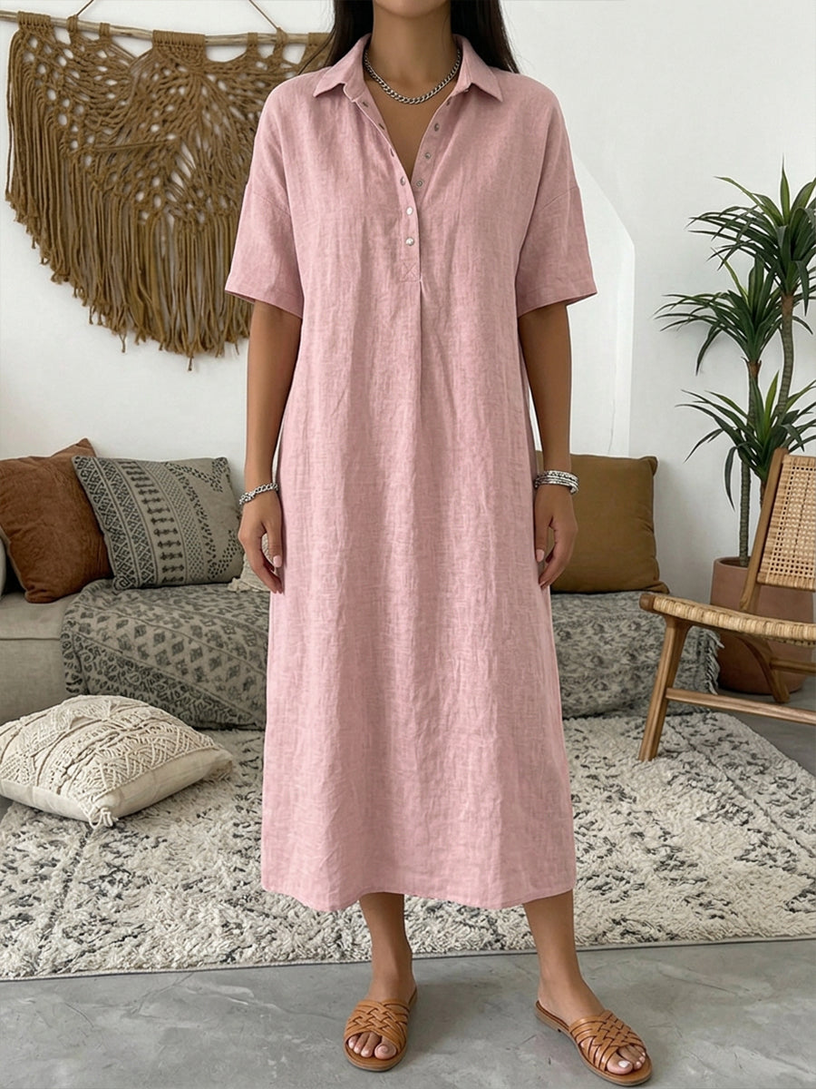 Yasmine™ | Robe polo coton &amp; lin