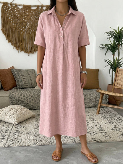 Yasmine™ | Robe polo coton &amp; lin