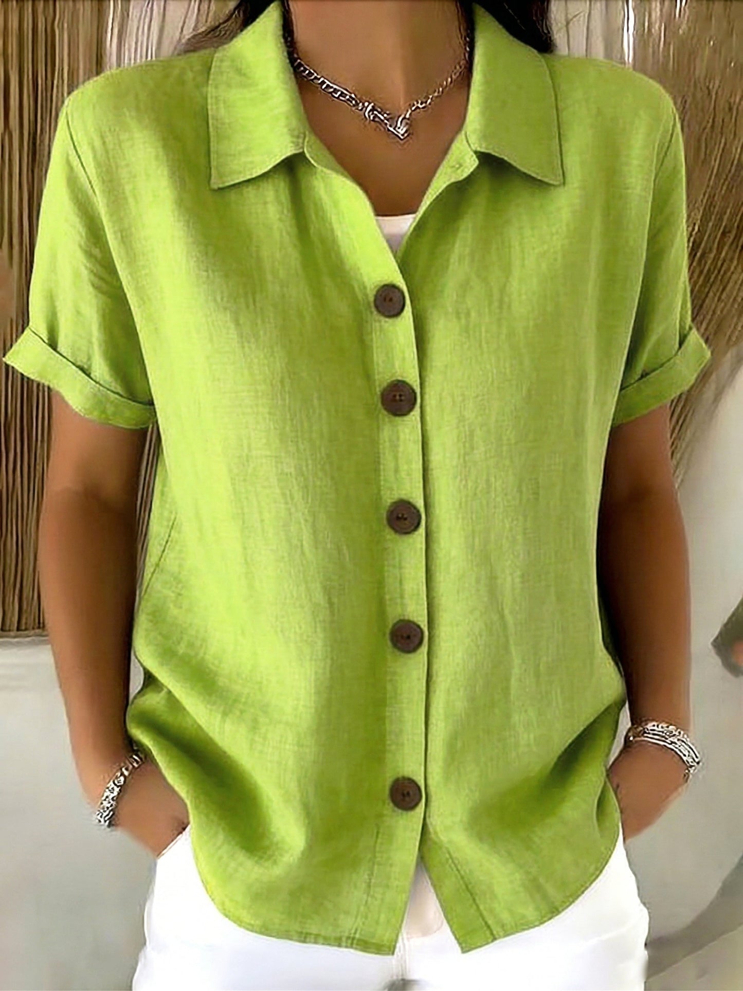 Aya™ | Chemise boutonnée lin &amp; coton
