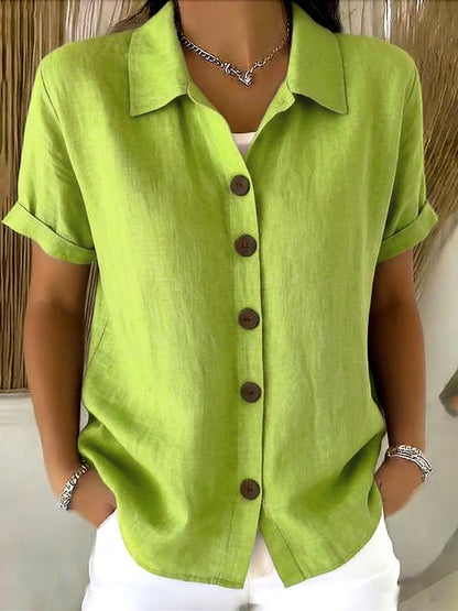 Aya™ | Chemise boutonnée lin &amp; coton
