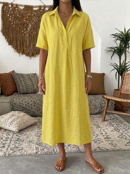 Yasmine™ | Robe polo coton &amp; lin