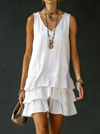 Nisrine™ | Robe sans manches coton &amp; lin