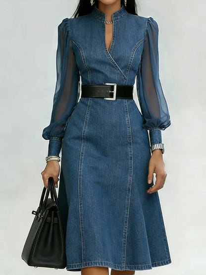 Maëlys™ | Robe en jean manches organza