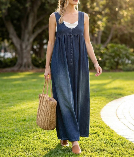 Karen™ | Robe maxi en denim lavé vintage