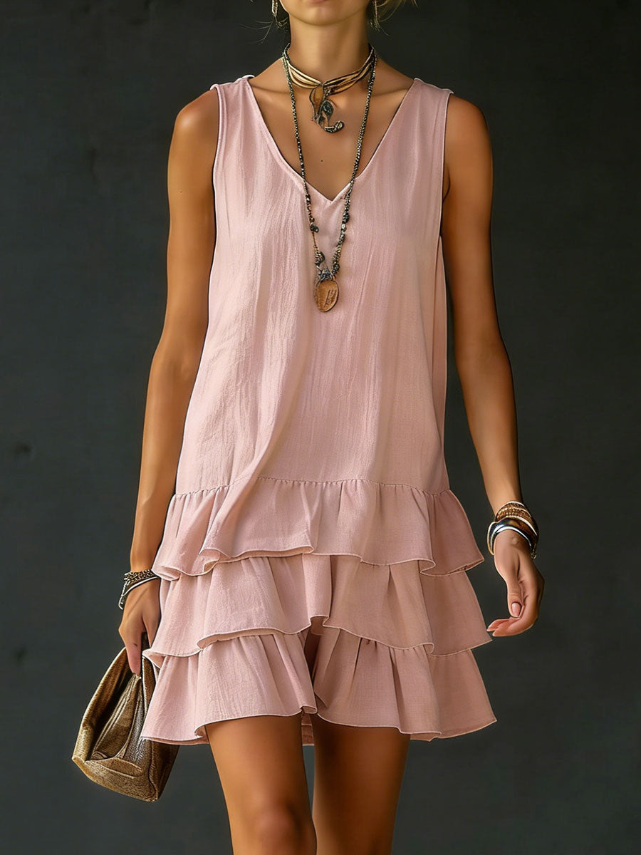 Nisrine™ | Robe sans manches coton &amp; lin