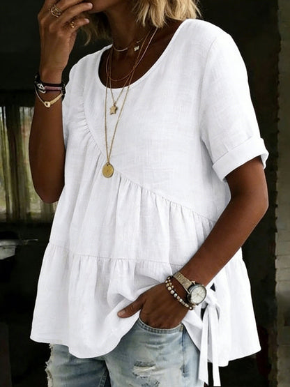Dalia™ | Chemise ample coton &amp; lin à cordon