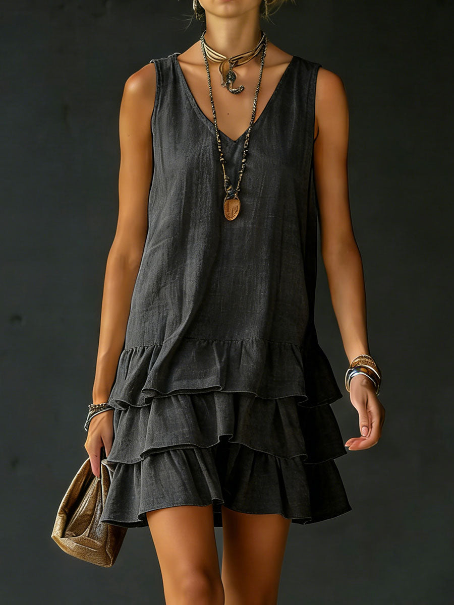 Nisrine™ | Robe sans manches coton &amp; lin