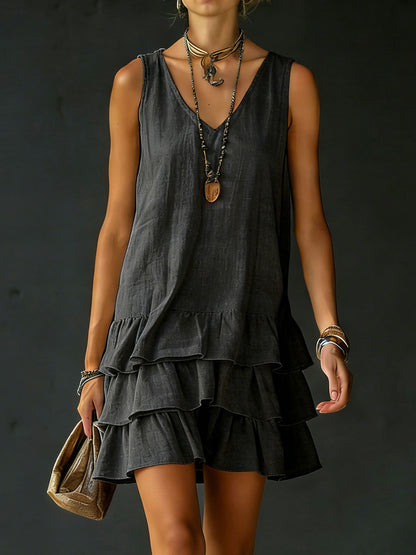Nisrine™ | Robe sans manches coton &amp; lin