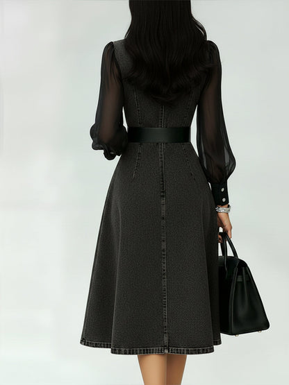 Maëlys™ | Robe en jean manches organza
