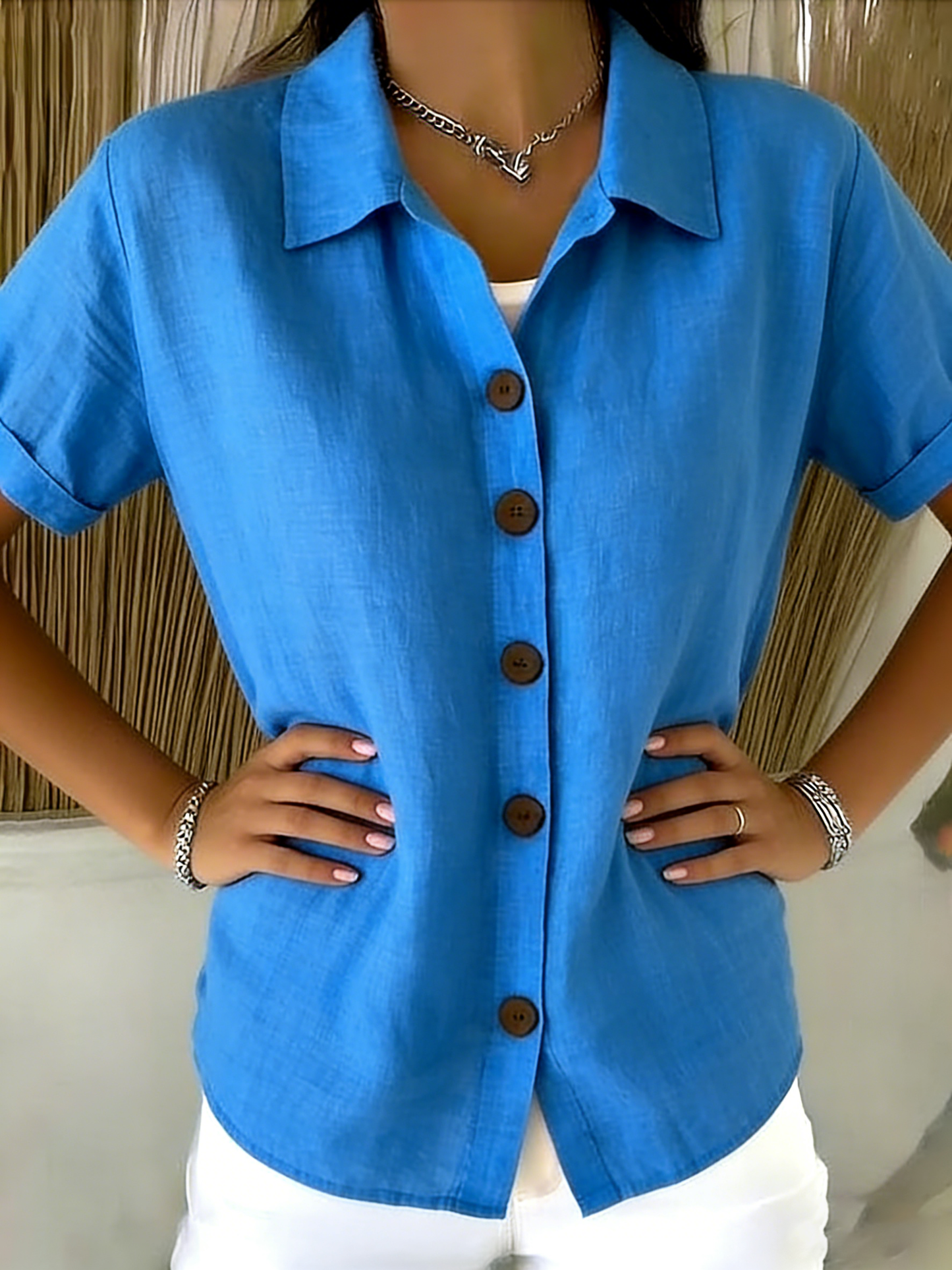 Aya™ | Chemise boutonnée lin &amp; coton