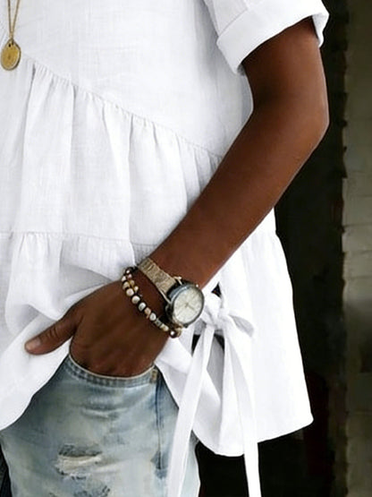 Dalia™ | Chemise ample coton &amp; lin à cordon