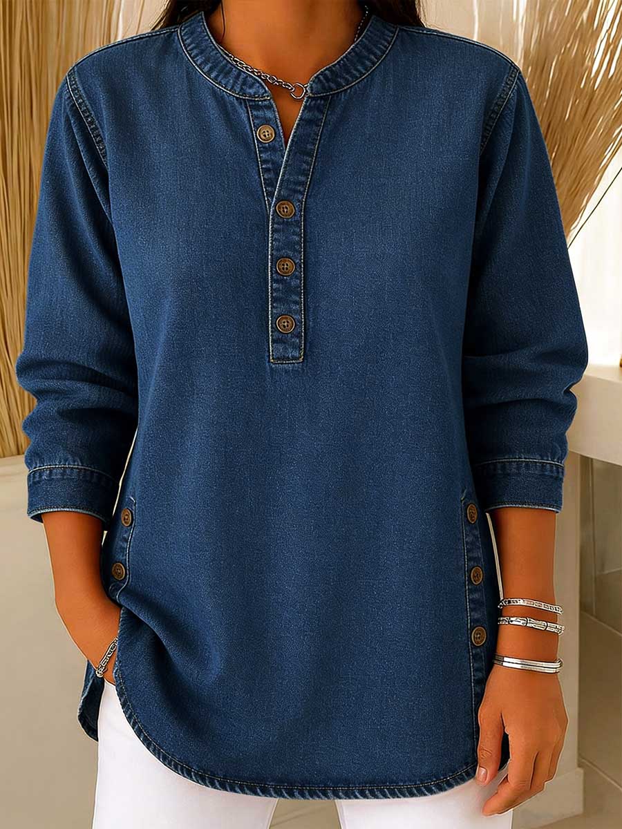 Amira™ | Chemise en jean col V