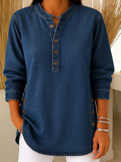 Amira™ | Chemise en jean col V