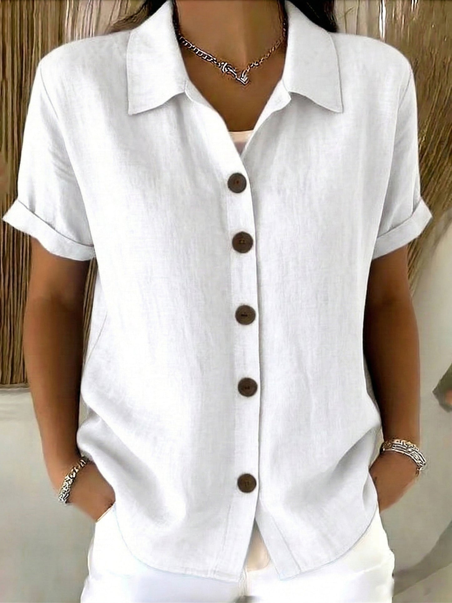 Aya™ | Chemise boutonnée lin &amp; coton