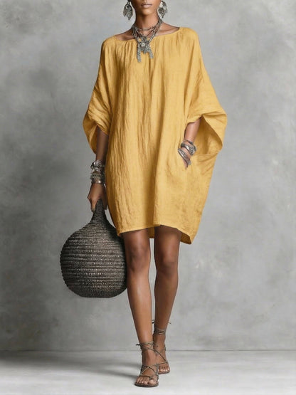 Samira™ | Robe coton &amp; lin décontractée