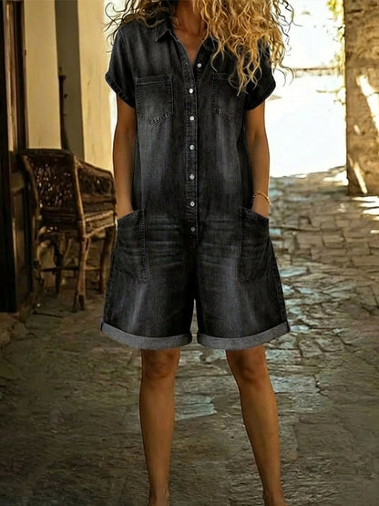 Zahra™ | Combinaison-short en denim
