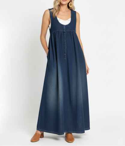 Karen™ | Robe maxi en denim lavé vintage
