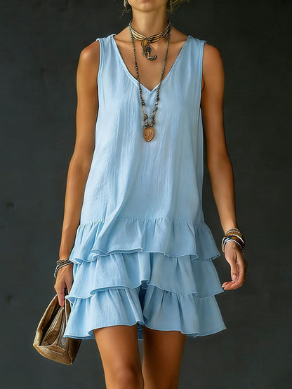 Nisrine™ | Robe sans manches coton &amp; lin