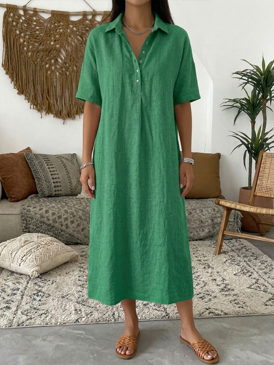 Yasmine™ | Robe polo coton &amp; lin
