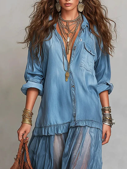 Eva™ | Robe maxi en jean