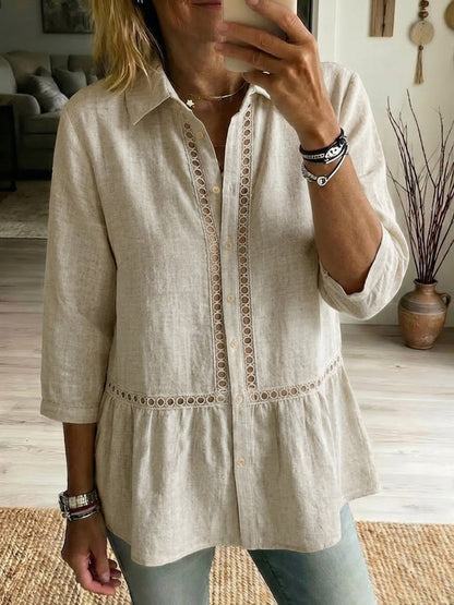 Rania™ | Chemise patchwork lin &amp; coton