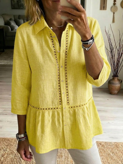 Rania™ | Chemise patchwork lin &amp; coton
