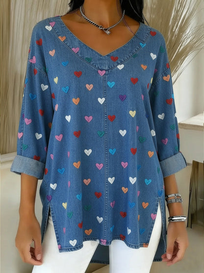 Soraya™ | Top en denim col V