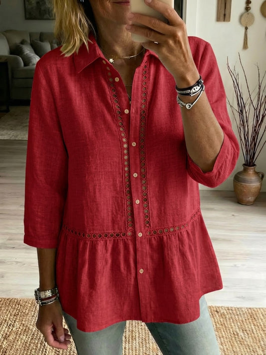 Rania™ | Chemise patchwork lin &amp; coton