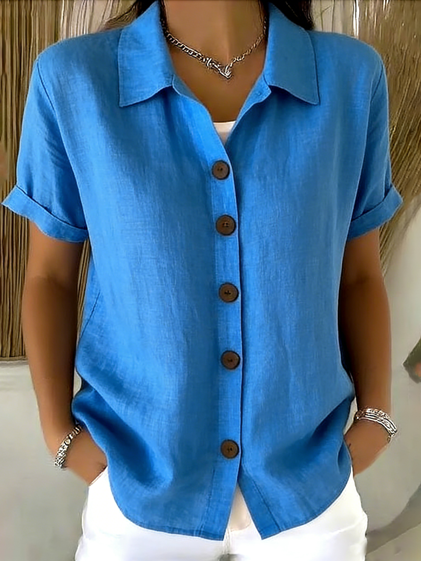 Aya™ | Chemise boutonnée lin &amp; coton