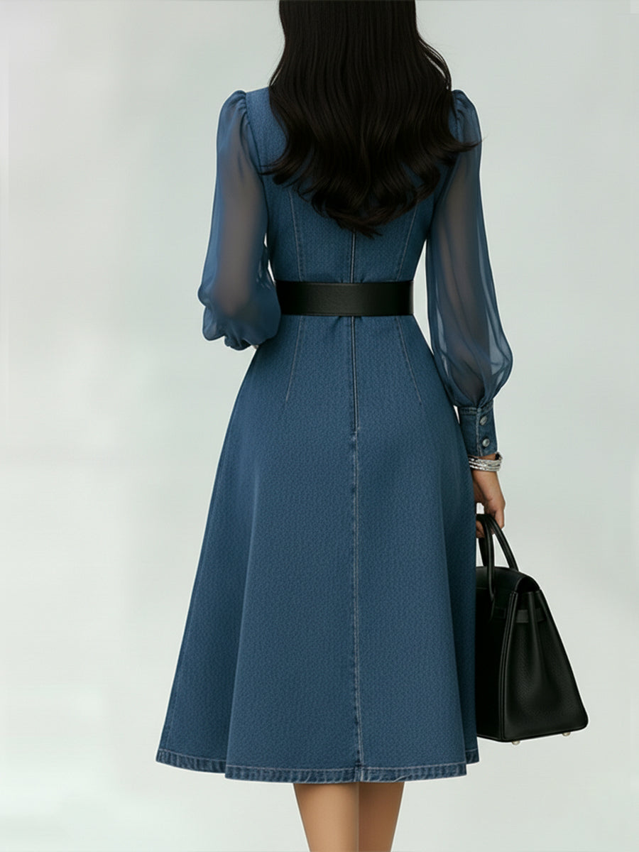 Maëlys™ | Robe en jean manches organza