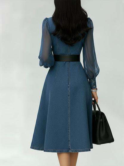 Maëlys™ | Robe en jean manches organza