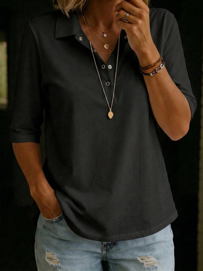 Inès™ | T-shirt col polo en coton