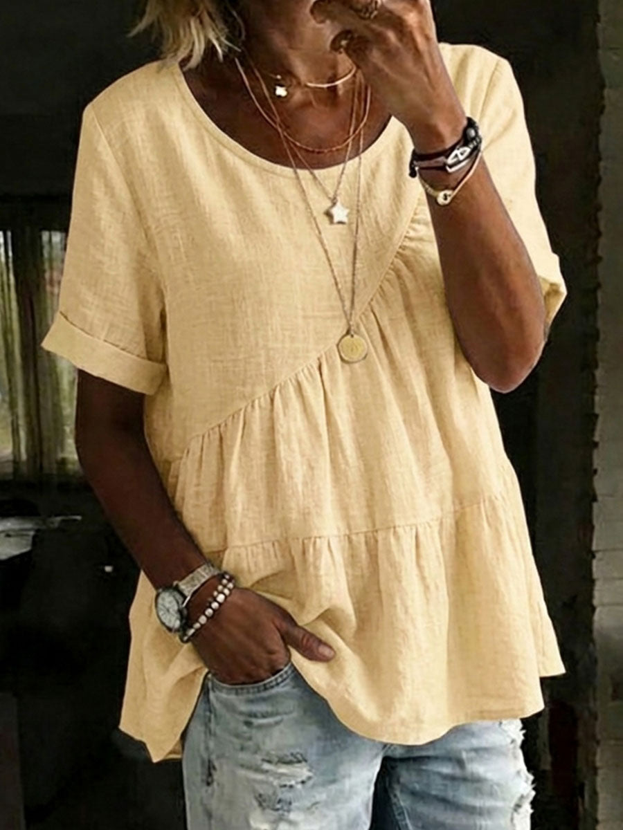 Dalia™ | Chemise ample coton &amp; lin à cordon