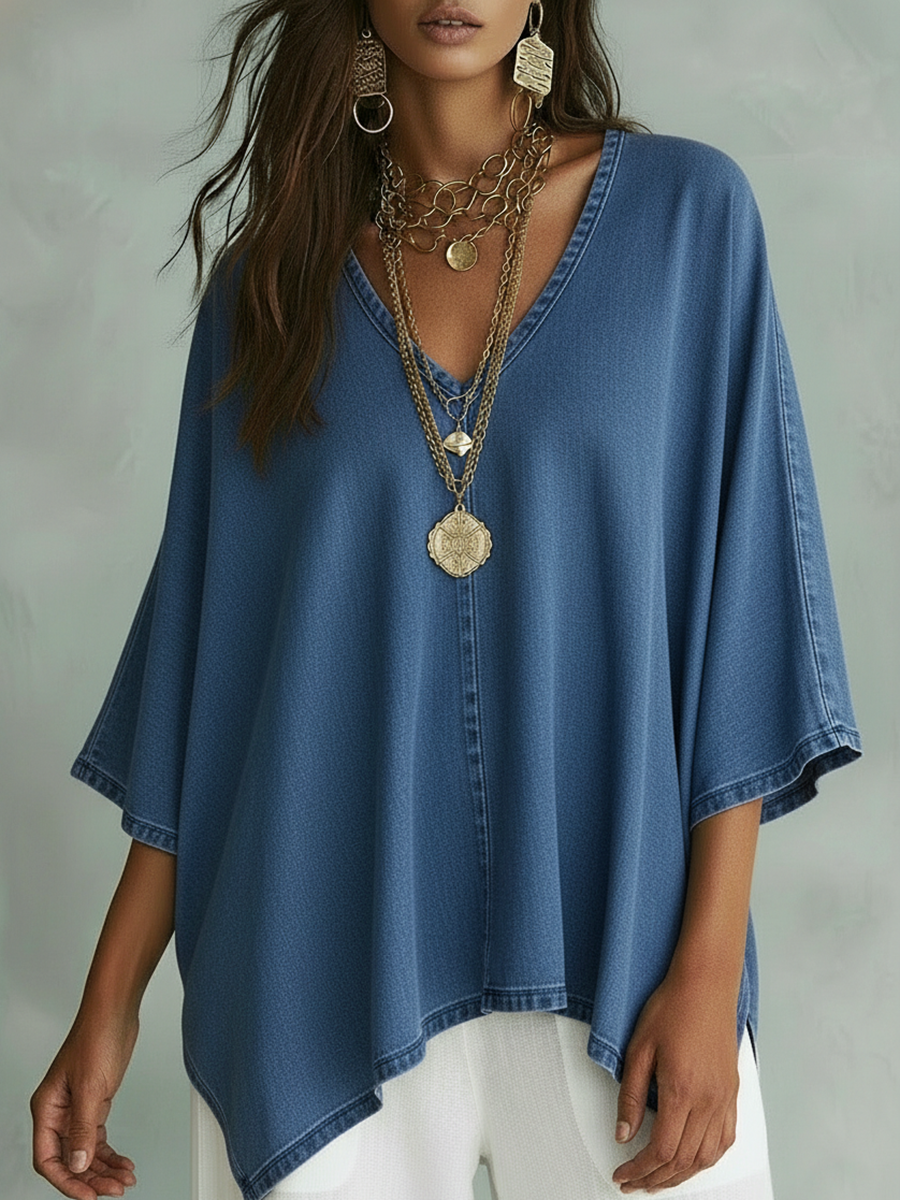 Margot™ | Chemise en denim col V
